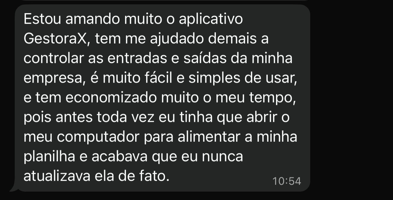 Depoimento de cliente sobre o GestoraX